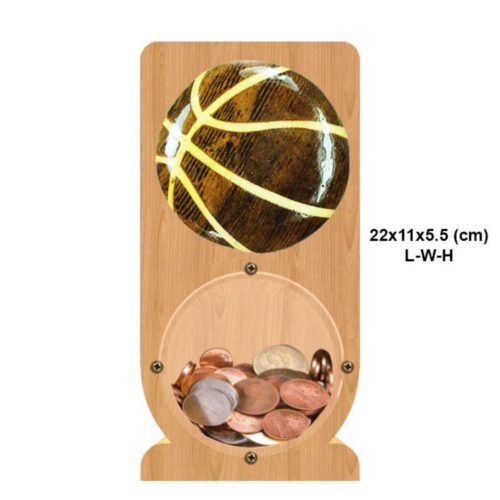 intarsia wooden piggy bank money saving box "basketball designs" 2