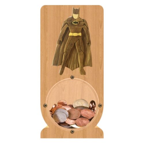 intarsia wooden piggy bank money saving box "batman" 1