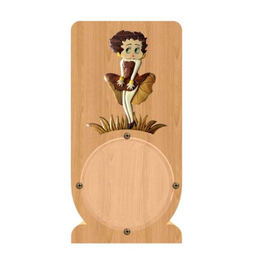 intarsia wooden piggy bank money saving box betty boop posing