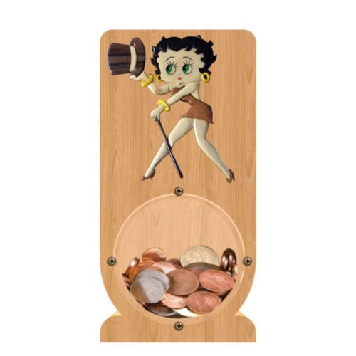 intarsia wooden piggy bank money saving box "betty boop tipping" 1