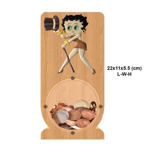 intarsia wooden piggy bank money saving box "betty boop tipping" 2