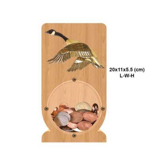 intarsia wooden piggy bank money saving box "canada goose" 2