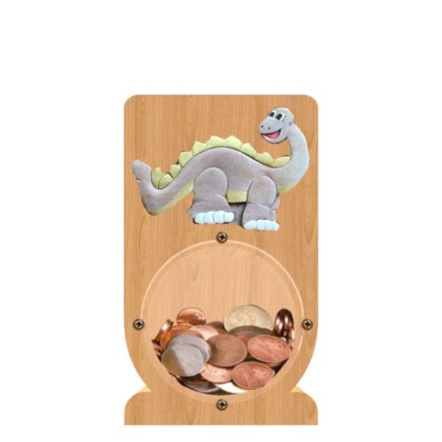 intarsia wooden piggy bank money saving box "dinosaur" 1