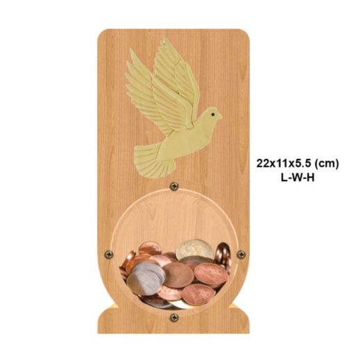 intarsia wooden piggy bank money saving box "dove" 2