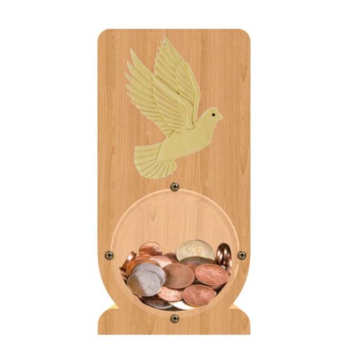 intarsia wooden piggy bank money saving box "dove"