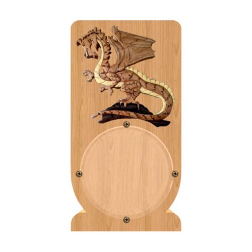 intarsia wooden piggy bank money saving box "dragon" 1