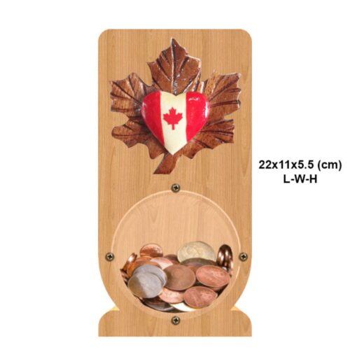 intarsia wooden piggy bank money saving "maple leaf" 2