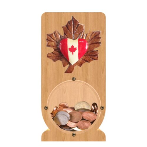 intarsia wooden piggy bank money saving "maple leaf"