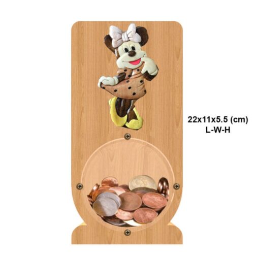 intarsia wooden piggy bank money saving box "minnie mouse" 2