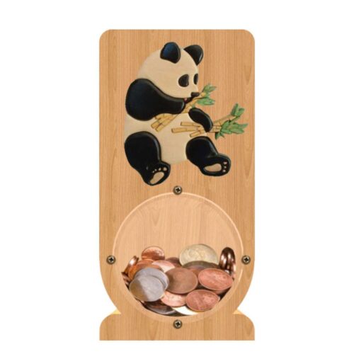 intarsia wooden piggy bank money saving box "panda"