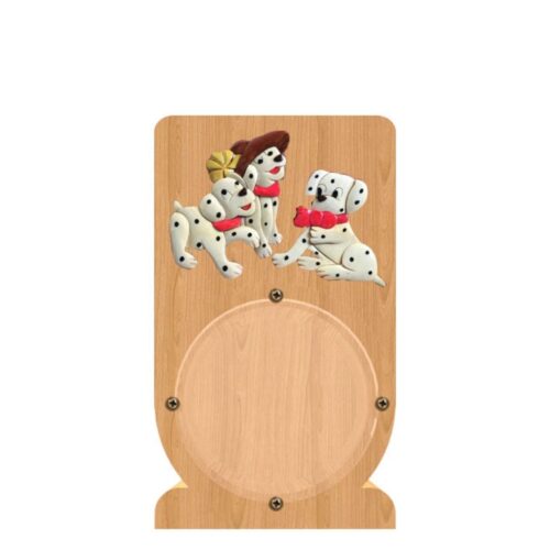 intarsia wooden piggy bank money saving box "playful dalmatian"