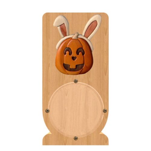 intarsia wooden piggy bank money saving box "pumpkin" 2