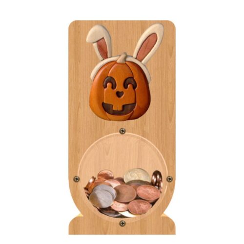 intarsia wooden piggy bank money saving box "pumpkin"