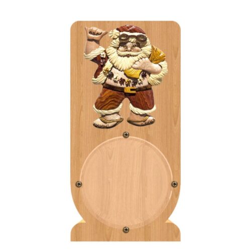 intarsia wooden piggy bank money saving box "santa claus" 1