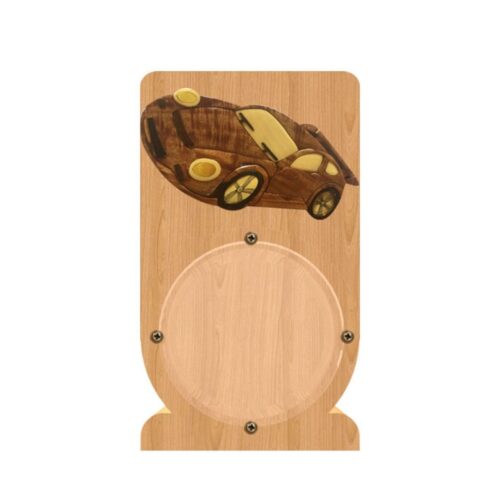 intarsia wooden piggy bank money saving box "sport car"