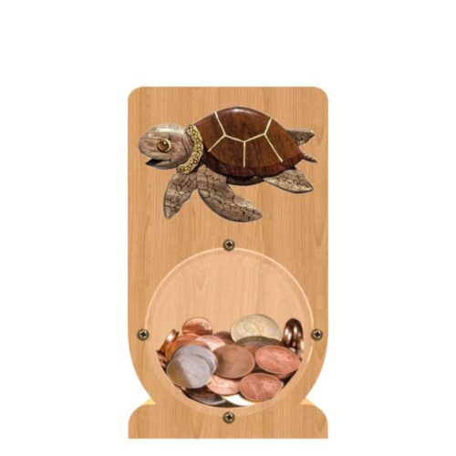 intarsia wooden piggy bank money saving charming sea turtle 2