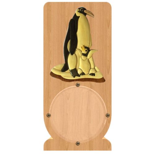 intarsia wooden piggy bank "penguins" 2