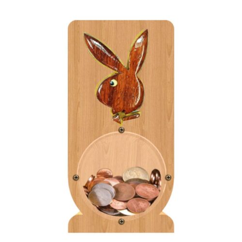 intarsia wooden piggy bank "playboy bunny"