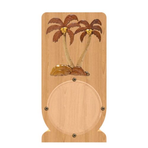 intarsia wooden piggy bank "two palm tree" 1