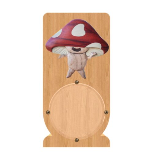 intarsia wooden piggy bank "whimsical mushroom" 1