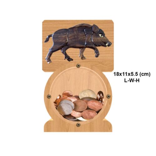 intarsia wooden piggy bank "wild boar" 1