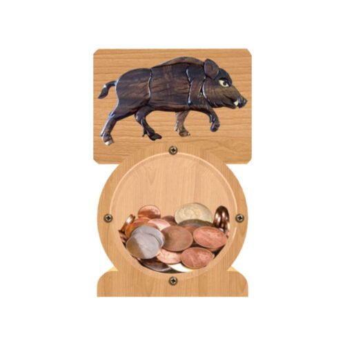 intarsia wooden piggy bank "wild boar"