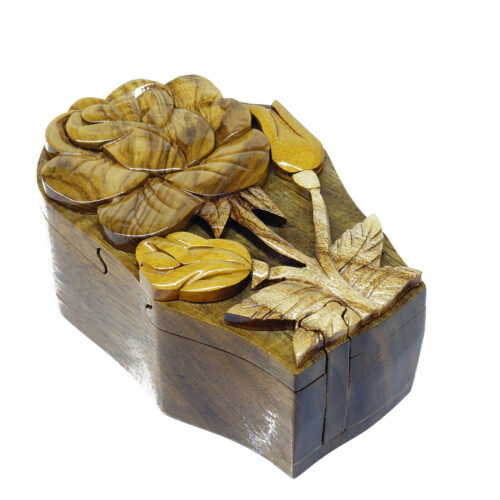 blossoming rose intarsia puzzle box