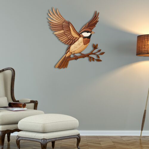 intarsia wooden bird plaques on wall decor