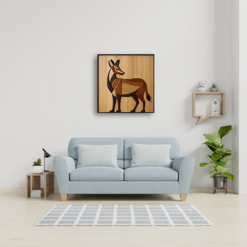 natural wood wall art using intarsia technique for living room decor