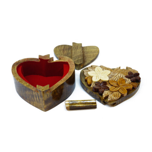 Romantic Plumeria Flowers Intarsia Wood Puzzle Boxes - Image 4