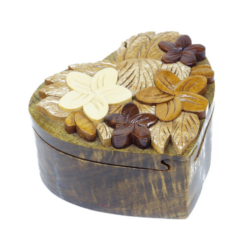 romantic plumeria flowers intarsia wooden puzzle boxes