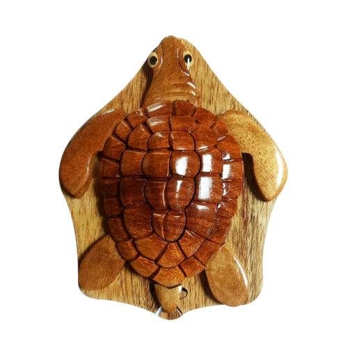 sea turtle gliding intarsia puzzle box