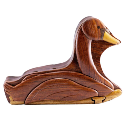 serene swan intarsia wooden puzzle boxes