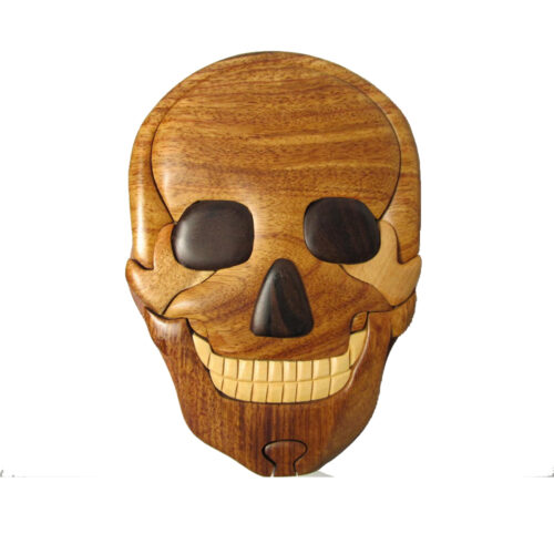 stark skull wood intarsia puzzle box