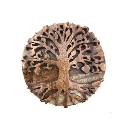 tree of life intarsia wooden puzzle box