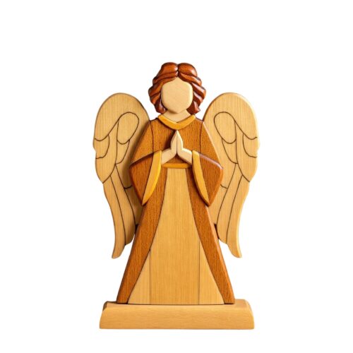 wooden angel ornament using intarsia technique 9