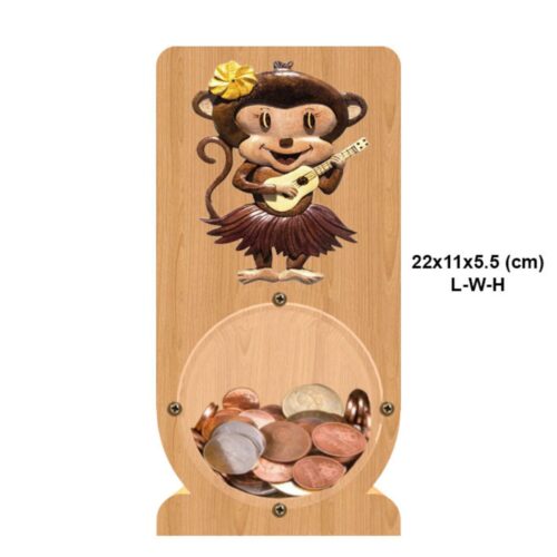 intarsia wooden piggy bank "cheerful monkey" 2