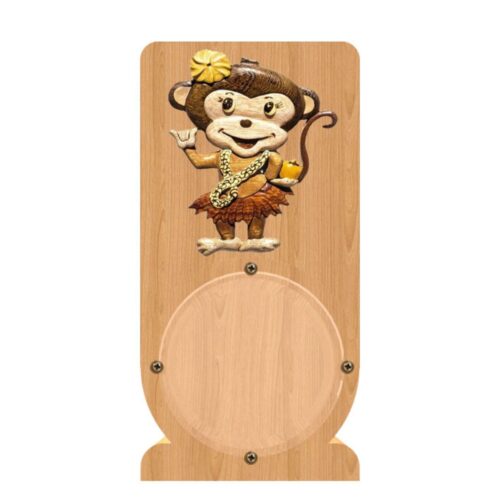 intarsia wooden piggy bank "hula-dancing monkey" 1