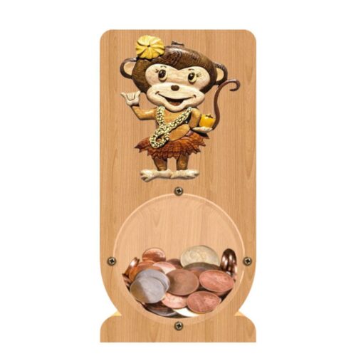 intarsia wooden piggy bank "hula-dancing monkey"