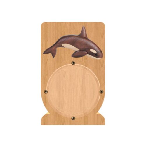 intarsia wooden piggy bank "orca whale" 1