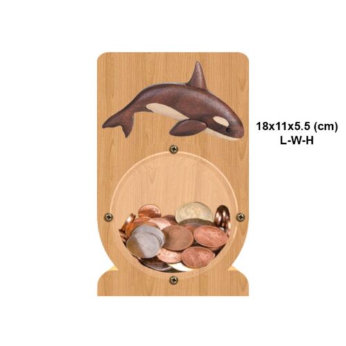 intarsia wooden piggy bank "orca whale" 2