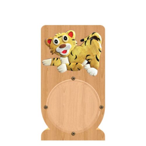 intarsia wooden piggy bank "playful tiger cub" 1