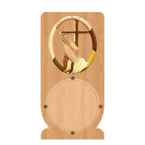 intarsia wooden piggy bank "praying hand cross" 2