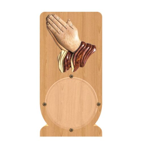 intarsia wooden piggy bank "praying hand" 1