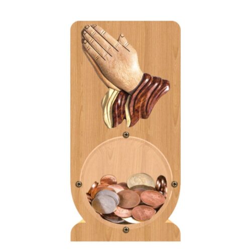 intarsia wooden piggy bank "praying hand"