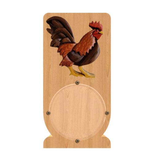 intarsia wooden piggy bank "rooster" 2