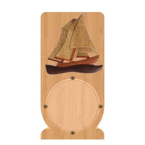 intarsia wooden piggy bank "sailboat" 1