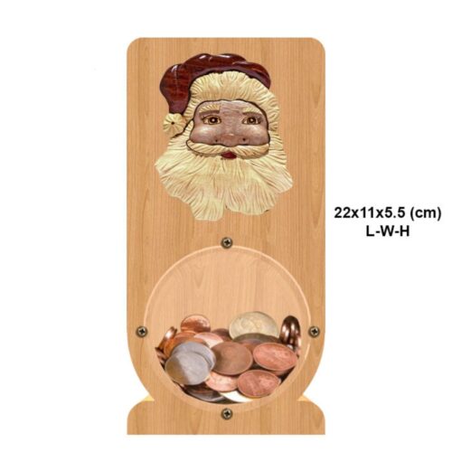 intarsia wooden piggy bank "santa claus face" 2