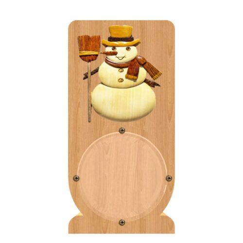 intarsia wooden piggy bank "snowman" 1