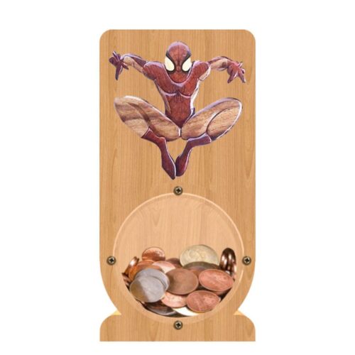 intarsia wooden piggy bank "spiderman"